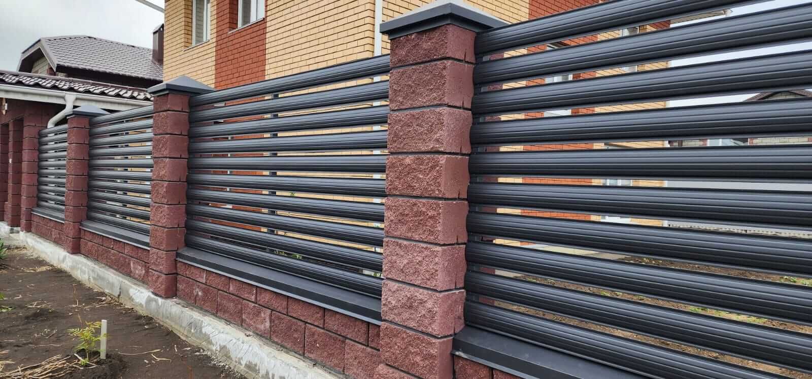 Забор-ранчо из штакетника 21м RAL7024/7024 Серый Графит МАТТЕ двусторонний в Магнитогорске